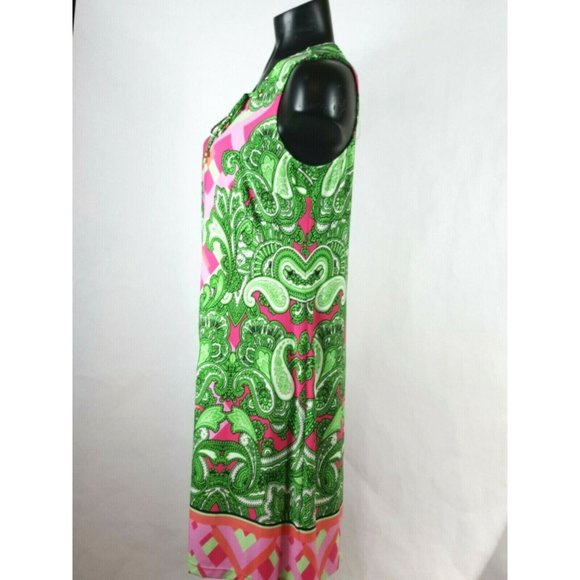 Lily Lane Sz M Shift Midi Dress Paisley Tie Neck - Picture 5 of 8